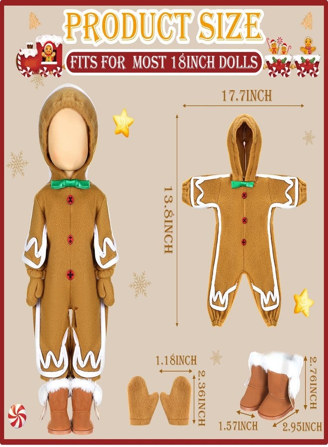 Fourluoo 1 Sets Christmas Doll Clothes 18 Inch Gingerbread Man for 18 Inch Doll Costume Outfits Accessories Xmas Gifts(Khaki) - Image 3